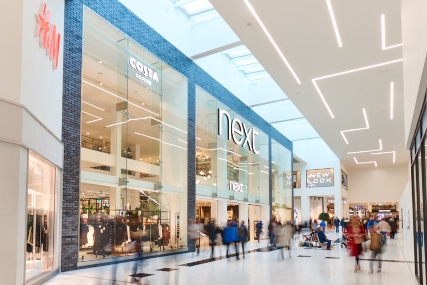 Shop fronts at Telford Shopping Centre